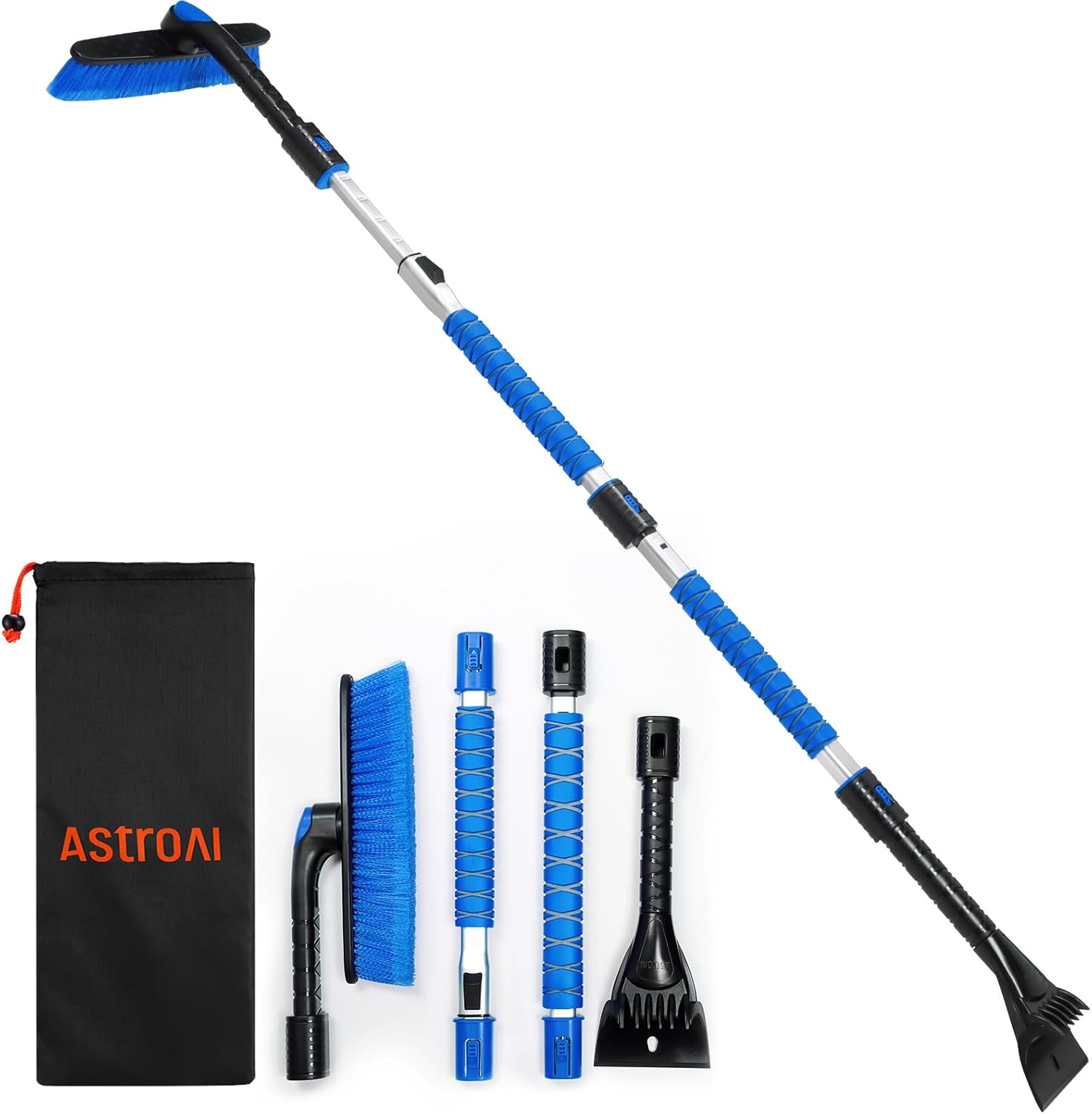 AstroAI Extendable Ice Scraper & Snow Brush – 47.2", Orange