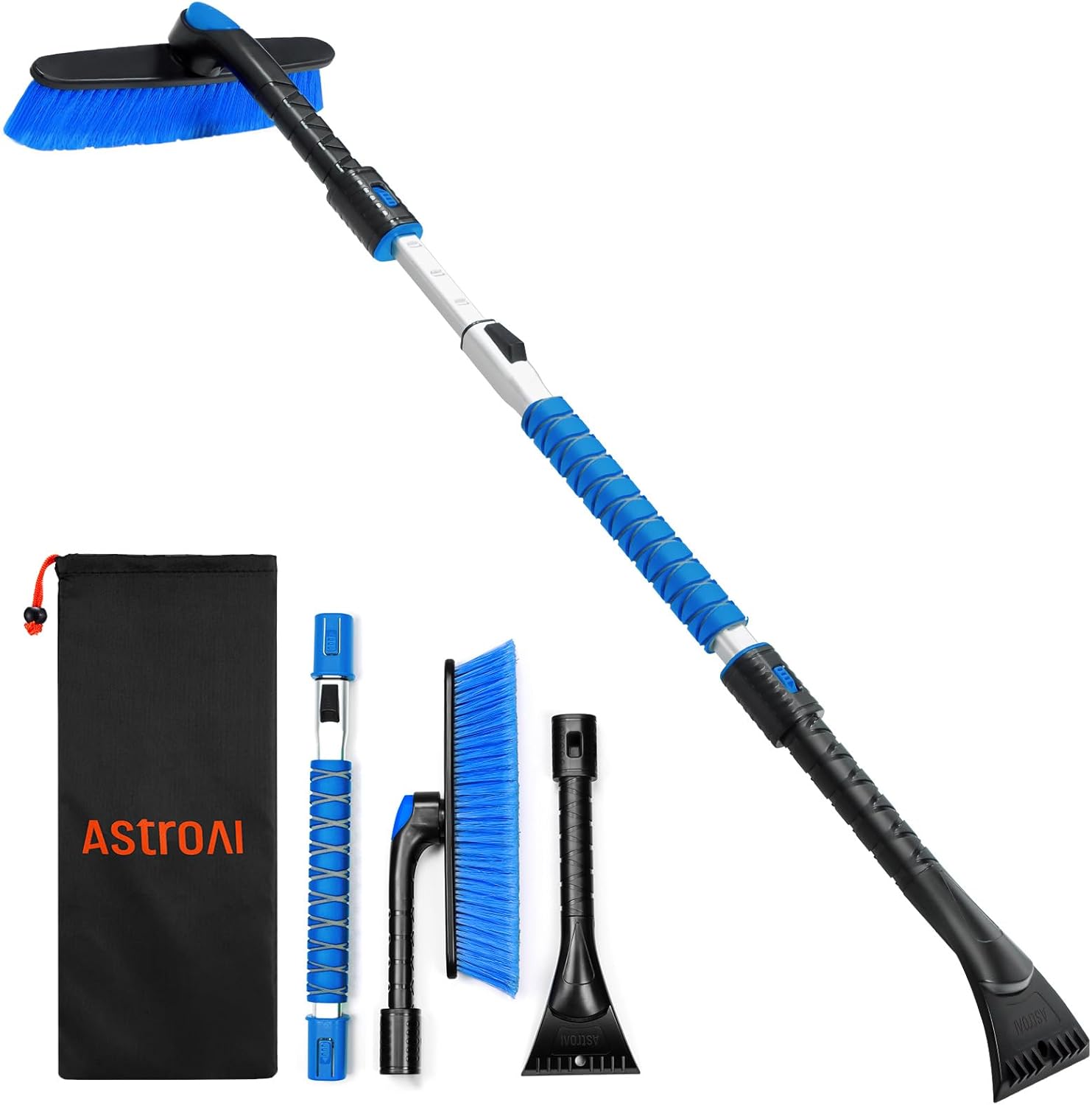 AstroAI Extendable Ice Scraper & Snow Brush – 47.2", Orange