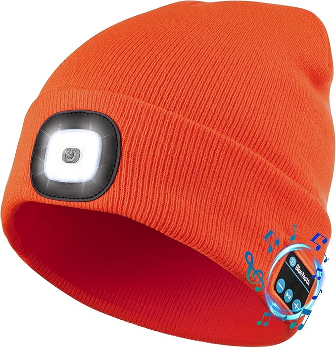 Etsfmoa Unisex Bluetooth Beanie Hat with Light Wireless Headphones