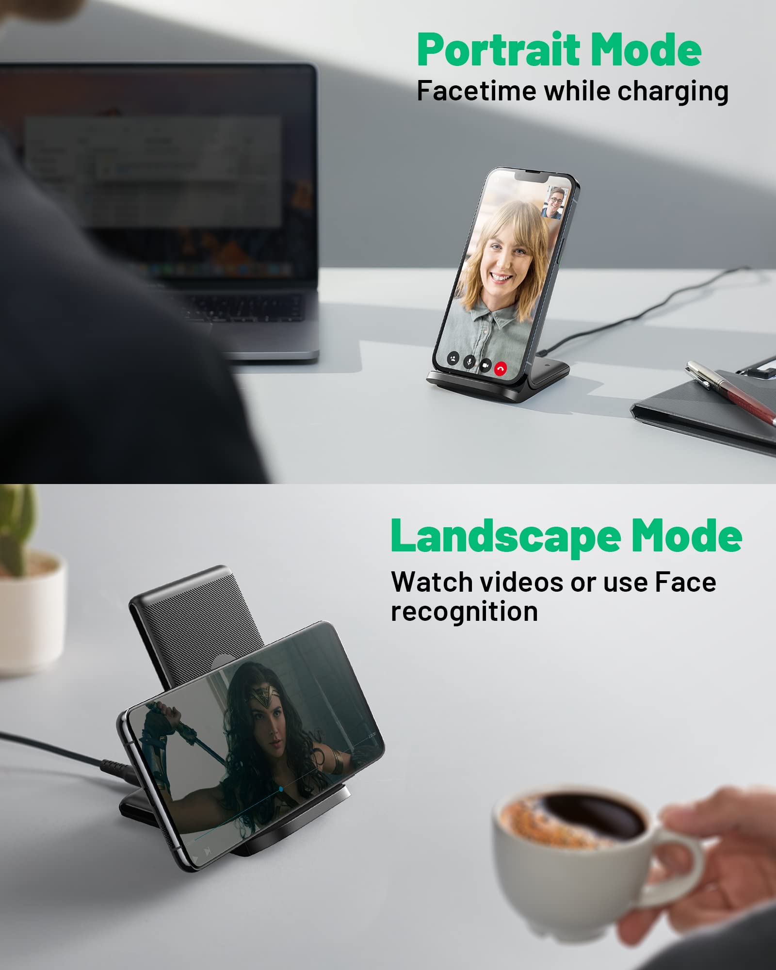 INIU Wireless Charger, 15W Fast Qi Certified Wireless Charging Station