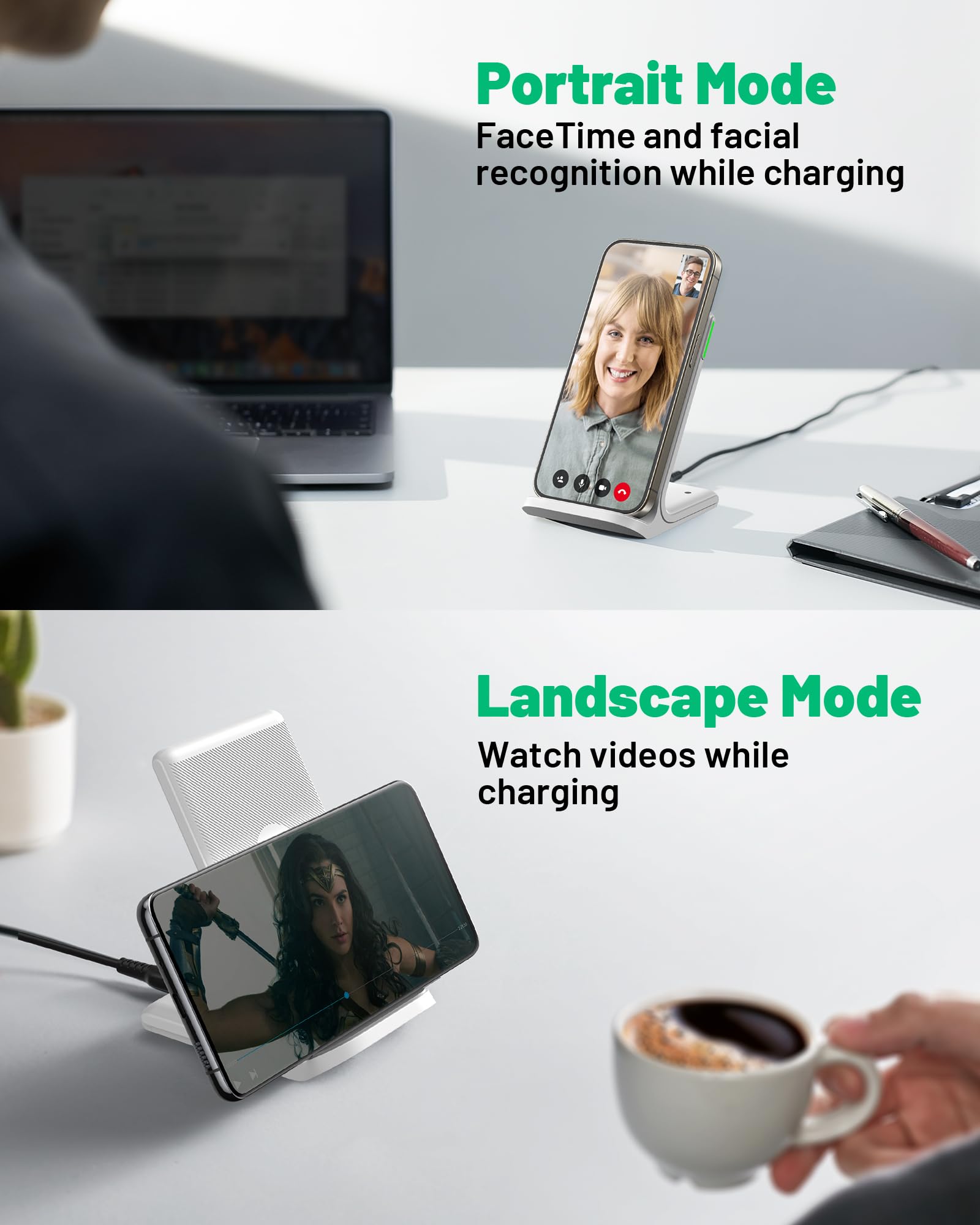 INIU Wireless Charger, 15W Fast Qi Certified Wireless Charging Station