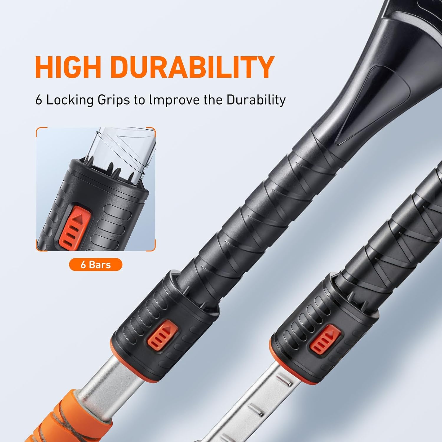 AstroAI Extendable Ice Scraper & Snow Brush – 47.2", Orange