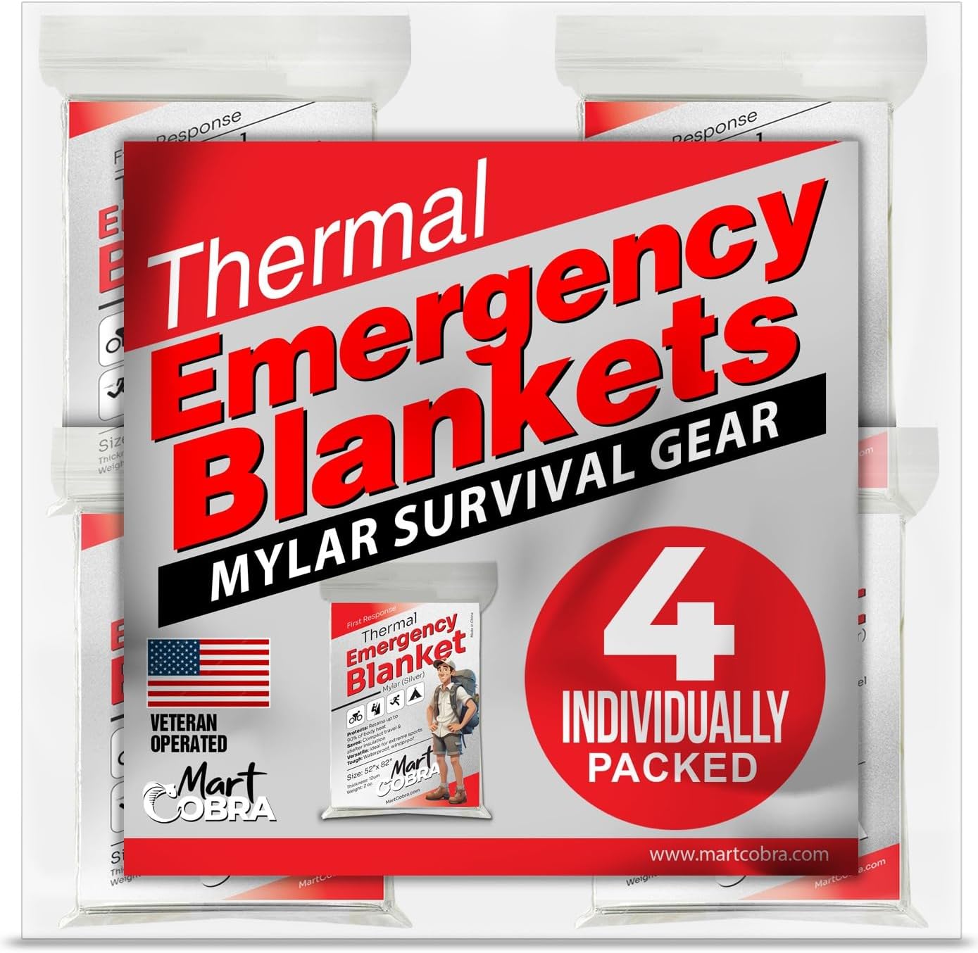 Emergency Mylar Blanket 4-Pack – Thermal Survival Gear