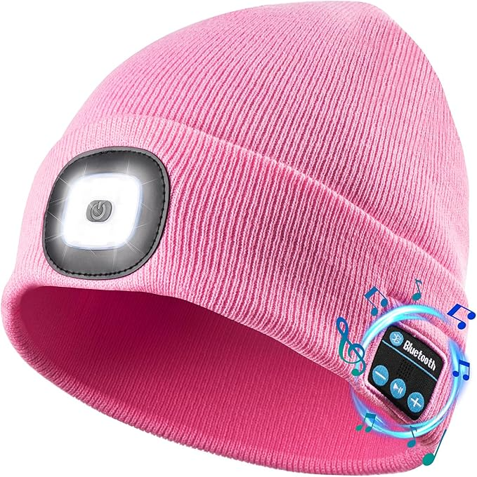 Etsfmoa Unisex Bluetooth Beanie Hat with Light Wireless Headphones