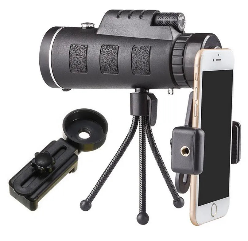 Monocular Zoom Telescope with Compass & Phone Tripod Clip