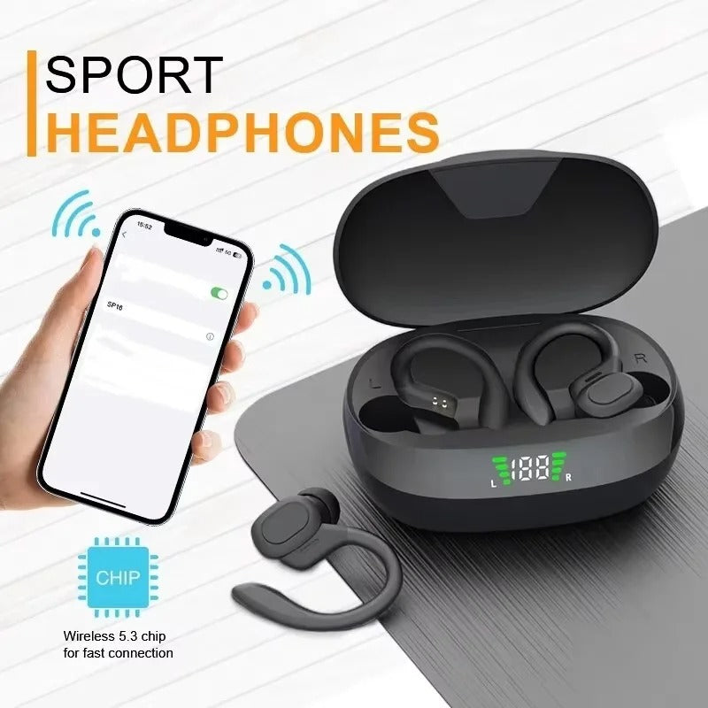 Bluetooth 5.3 Wireless Sports Headphones with Noise Cancelling Microphone